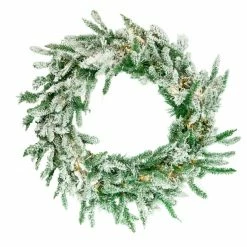 The Christmas Palace 36" SNOWY ALASKAN WREATH 100 LED WARM WHITE LIGHTS