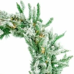 The Christmas Palace 36" SNOWY ALASKAN WREATH 100 LED WARM WHITE LIGHTS