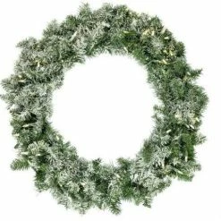 The Christmas Palace 30" FLOCKED WREATH PRELIT WITH 100 LED CLEAR LIGHTS Wreaths