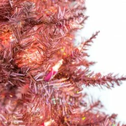 The Christmas Palace Pretty In Pink 7.5 FT PINK TINSEL SLIM TREE PRELIT CLEAR LIGHTS
