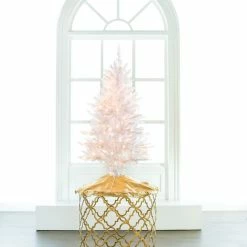 The Christmas Palace 4 FT WHITE TIFFANY TINSEL TREE PRE LIT CLEAR LIGHTS CHRISTMAS TREES