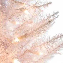 The Christmas Palace 4 FT WHITE TIFFANY TINSEL TREE PRE LIT CLEAR LIGHTS CHRISTMAS TREES