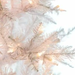 The Christmas Palace 7.5 FT WHITE TIFFANY TINSEL PRE LIT CLEAR LIGHTS CHRISTMAS TREES