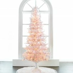 The Christmas Palace 7.5 FT WHITE TIFFANY TINSEL PRE LIT CLEAR LIGHTS CHRISTMAS TREES