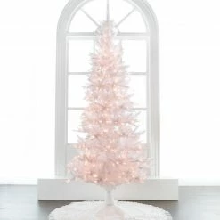 The Christmas Palace 4 FT WHITE TIFFANY TINSEL TREE PRE LIT CLEAR LIGHTS CHRISTMAS TREES