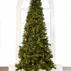 The Christmas Palace 7 FT FOREST BERRY FIR TREE PRELIT CLEAR LED LIGHTS