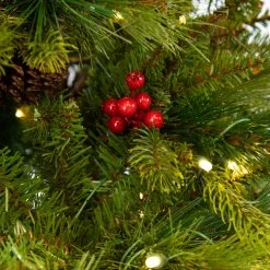 The Christmas Palace 7 FT FOREST BERRY FIR TREE PRELIT CLEAR LED LIGHTS