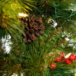 The Christmas Palace 9 FT FOREST BERRY FIR TREE PRELIT CLEAR LED LIGHTS CHRISTMAS TREES