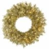 The Christmas Palace 24" LASER GOLD WREATH PRELIT 50 CLEAR LED LIGHTS