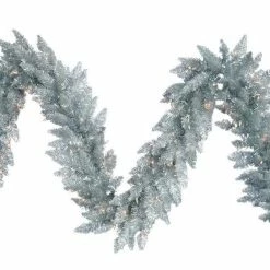 The Christmas Palace 9 FT X 12" LASER SILVER GARLAND PRELIT WARM WHITE LED
