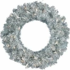 The Christmas Palace 30" LASER SILVER WREATH PRELIT 100 LED CLEAR LIGHTS