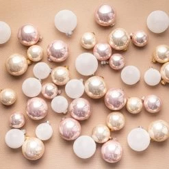 The Christmas Palace 3" SOFT PINK ASSORTED GLASS ORNAMENT SET OF 42 PIECES Shatterproof & Glass Sets