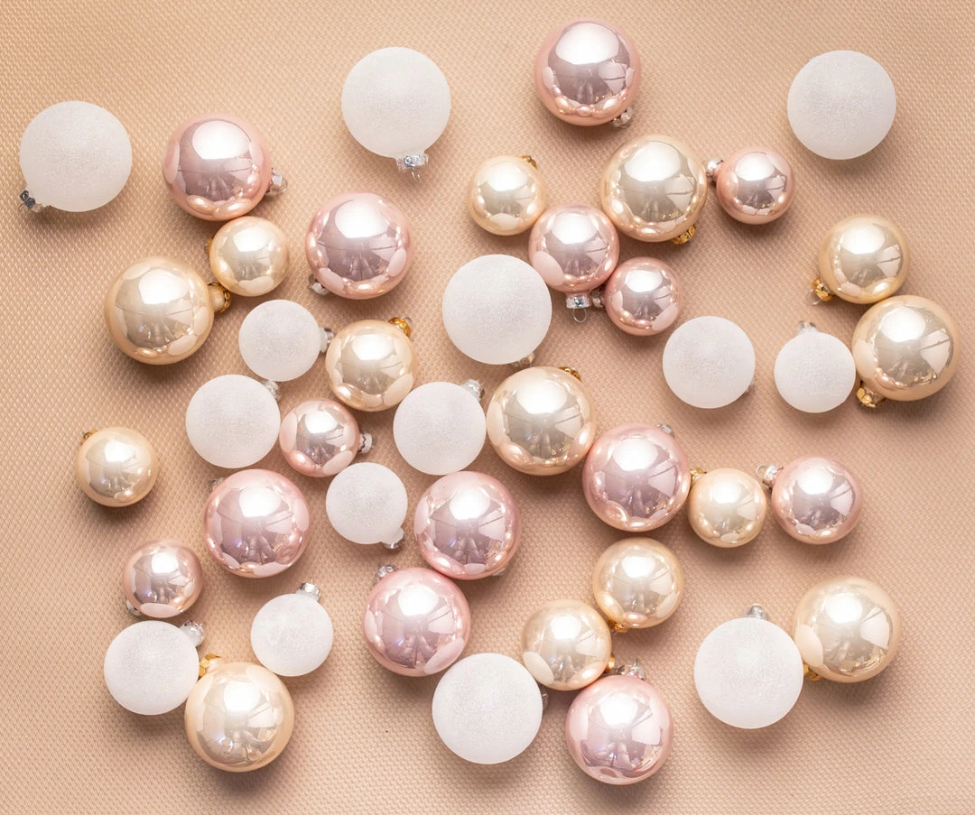 Best Sale 𧨠The π Christmas Palace 3" SOFT PINK ASSORTED GLASS ORNAMENT SET OF 42 PIECES Shatterproof & Glass Sets π― 1 The Christmas Palace 3" SOFT PINK ASSORTED GLASS ORNAMENT SET OF 42 PIECES Shatterproof & Glass Sets