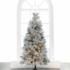 The Christmas Palace 9 FT CRYSTAL FLOCKED TREE PRE LIT WARM WHITE LED CHRISTMAS TREES