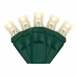 The Christmas Palace 50 FT 150 LED WARM WHITE CONCAVE GREEN WIRE LIGHT STRING WITH COAXIAL