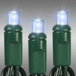 The Christmas Palace CHRISTMAS LIGHTS 50 FT 150 PURE WHITE LED CONCAVE GREEN WIRE LIGHT STRING WITH COAXIAL