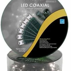 The Christmas Palace CHRISTMAS LIGHTS 50 FT 150 PURE WHITE LED CONCAVE GREEN WIRE LIGHT STRING WITH COAXIAL