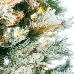 The Christmas Palace 6 FT FLOCKED TREE PRE LIT CLEAR LIGHTS CHRISTMAS TREES