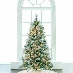 The Christmas Palace 5 FT FLOCKED TREE PRE LIT CLEAR LIGHTS CHRISTMAS TREES