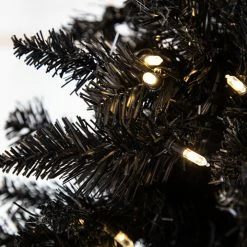 The Christmas Palace 9 FT BLACK TINSEL TREE PRE LIT WARM WHITE LED CHRISTMAS TREES