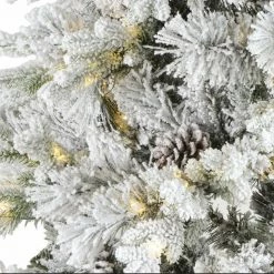 The Christmas Palace CHRISTMAS TREES 9 FT SNOWY LAUSANNE FIR TREE PRE LIT MICRO WARM WHITE LED