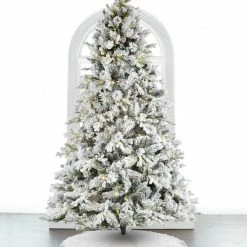 The Christmas Palace CHRISTMAS TREES 9 FT SNOWY LAUSANNE FIR TREE PRE LIT MICRO WARM WHITE LED