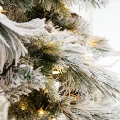 The Christmas Palace CHRISTMAS TREES 7 FT SNOWBELL PINE TREE PRE LIT CLEAR TWINKLE LIGHT