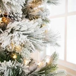 The Christmas Palace CHRISTMAS TREES 7 FT SNOWBELL PINE TREE PRE LIT CLEAR TWINKLE LIGHT