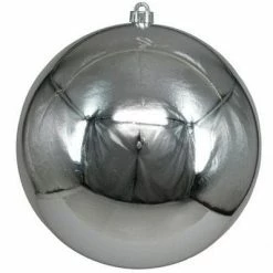 The Christmas Palace 8" SILVER SHINY BALL SET OF 6 Shatterproof & Glass Sets