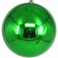 The Christmas Palace Shatterproof & Glass Sets 10" GREEN SHINY BALL SET OF 4