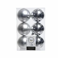 The Christmas Palace 3" SHINY & MATTE SILVER BALL ORNAMENTS SET OF 36