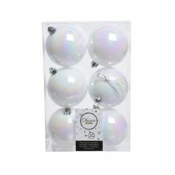 The Christmas Palace Peppermint Swirl 3" SHINY & MATTE WHITE BALL ORNAMENTS SET OF 36
