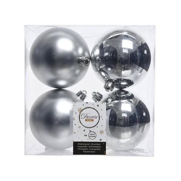 Hot Sale π― The π Christmas Palace Shatterproof & Glass Sets 4" SHINY & MATTE SILVER BALL ORNAMENTS SET OF 24 π 1 The Christmas Palace Shatterproof & Glass Sets 4" SHINY & MATTE SILVER BALL ORNAMENTS SET OF 24