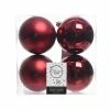 The Christmas Palace 4" SHINY & MATTE BURGUNDY BALL ORNAMENTS SET OF 24 Shatterproof & Glass Sets