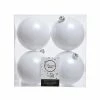 The Christmas Palace 4" SHINY & MATTE WHITE BALL ORNAMENTS SET OF 24 Peppermint Swirl