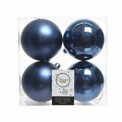 The Christmas Palace 4" SHINY & MATTE NIGHT BLUE BALL ORNAMENTS SET OF 24