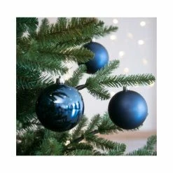 The Christmas Palace 4" SHINY & MATTE NIGHT BLUE BALL ORNAMENTS SET OF 24