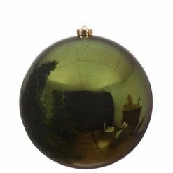 The Christmas Palace 5.5" PINE GREEN SHINY BALL SET OF 6 Shatterproof & Glass Sets