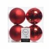 The Christmas Palace 4" SHINY & MATTE RED BALL ORNAMENTS SET OF 24