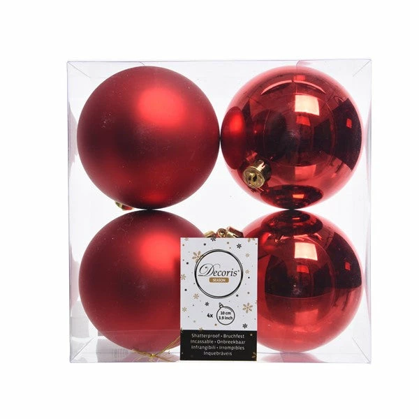 Wholesale β The π Christmas Palace 4" SHINY & MATTE RED BALL ORNAMENTS SET OF 24 π 1 The Christmas Palace 4" SHINY & MATTE RED BALL ORNAMENTS SET OF 24