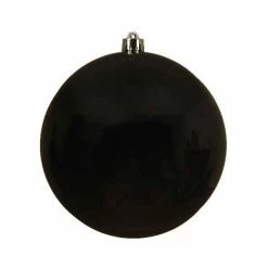 The Christmas Palace 5.5" BLACK SHINY BALL SET OF 6 Shatterproof & Glass Sets