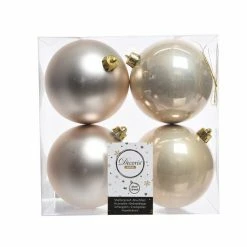 The Christmas Palace 4" SHINY & MATTE PEARL BALL ORNAMENTS SET OF 24