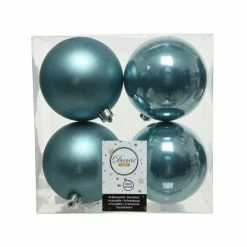 The Christmas Palace 4" SHINY & MATTE ICY BLUE BALL ORNAMENTS SET OF 24 All About The Blues