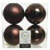 The Christmas Palace Shatterproof & Glass Sets 4" SHINY & MATTE RUSTY BROWN BALL ORNAMENTS SET OF 24