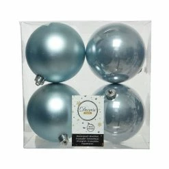 The Christmas Palace Shatterproof & Glass Sets 4" SHINY & MATTE MISTY BLUE BALL ORNAMENTS SET OF 24
