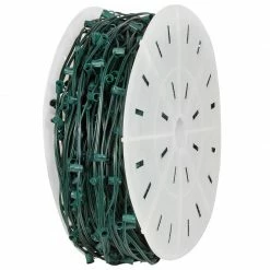 The Christmas Palace CHRISTMAS LIGHTS 1000 FT C9 ROLL GREEN WIRE 12" SPACING E17 BASE