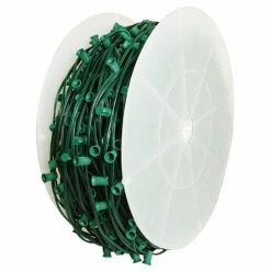 The Christmas Palace CHRISTMAS LIGHTS 1000 FT C7 ROLL GREEN WIRE 6" SPACING E12 BASE