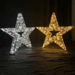 The Christmas Palace OVERSIZED DECOR 3 FT 3D STAR COOL WHITE WITH COOL WHITE FLASHING EFFECT SET OF 2