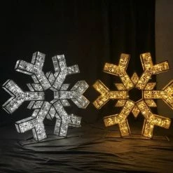The Christmas Palace 2 FT 3D SNOWFLAKE COOL WHITE WITH COOL WHITE FLASHING EFFECT SET OF 2 OVERSIZED DECOR