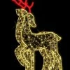 The Christmas Palace OVERSIZED DECOR 4 FT X 1 FT X 6.5 FT WARM WHITE DEER WITH RED ANTLERS